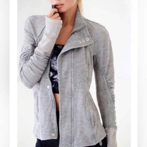 FP Movement by Free People Tops - FP Movement by Free People | Marled Gray Ruched Zip-Up Jacket